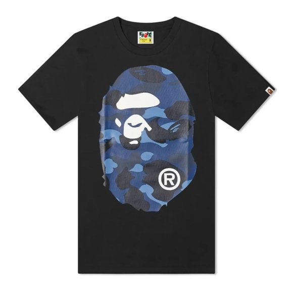 BAPE T-Shirt ABC Camo Big Ape Head Black/Blue - NEW - Picture 1 of 10